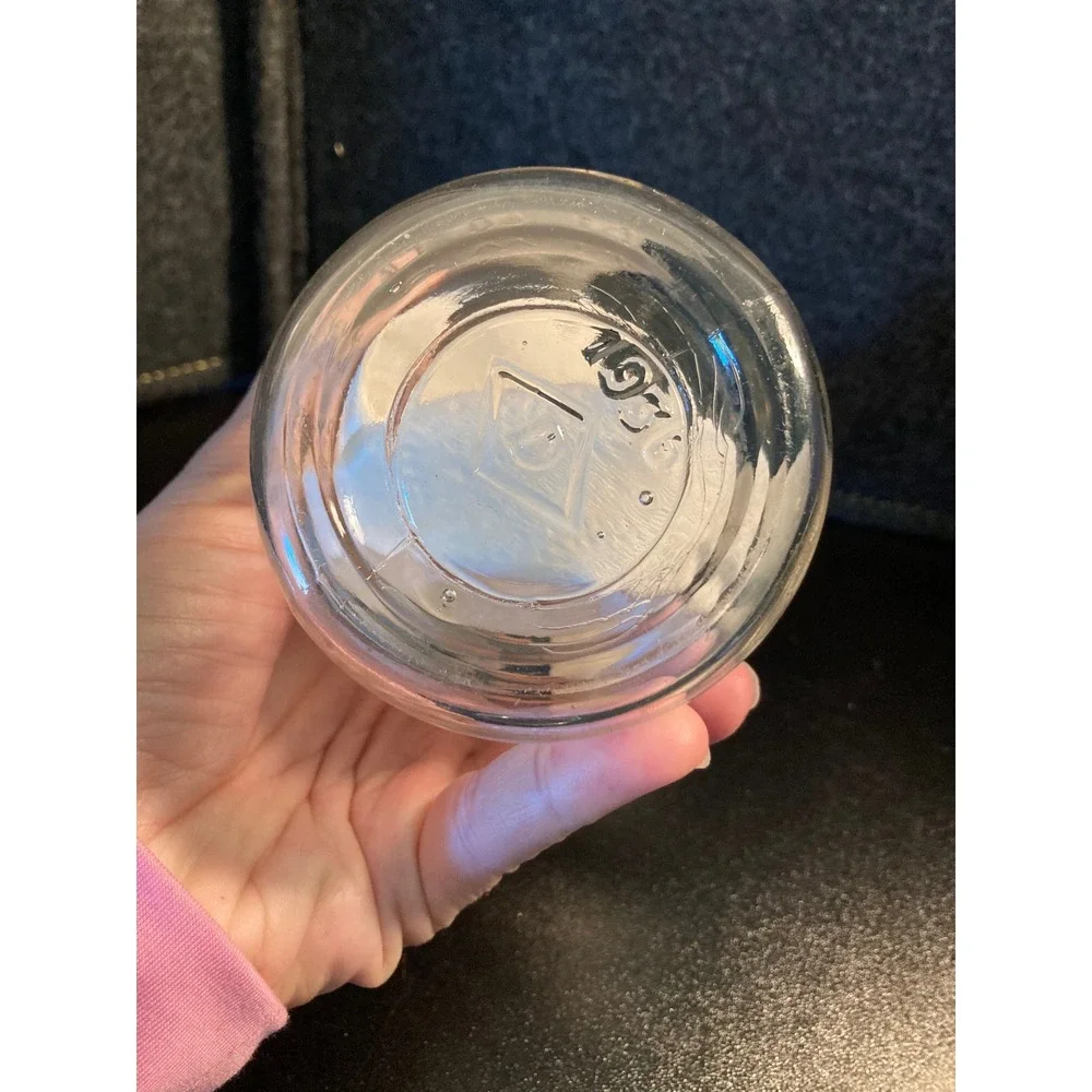 Vintage Crown Canada Half Pint Glass Canning Jar Original Zinc Lid Clear Mason